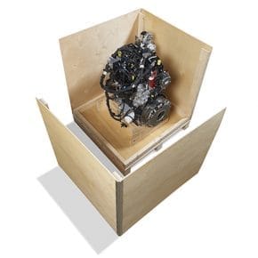 Wooden case with a car motor inside