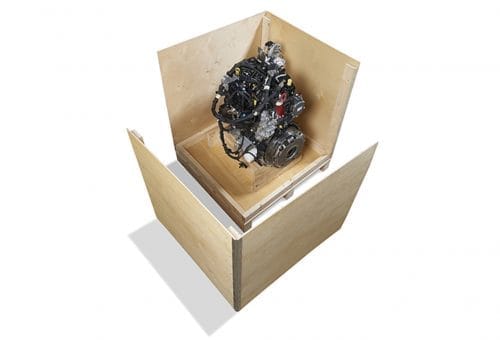 Wooden case with a car motor inside
