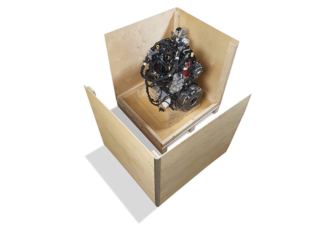 Wooden case with a car motor inside