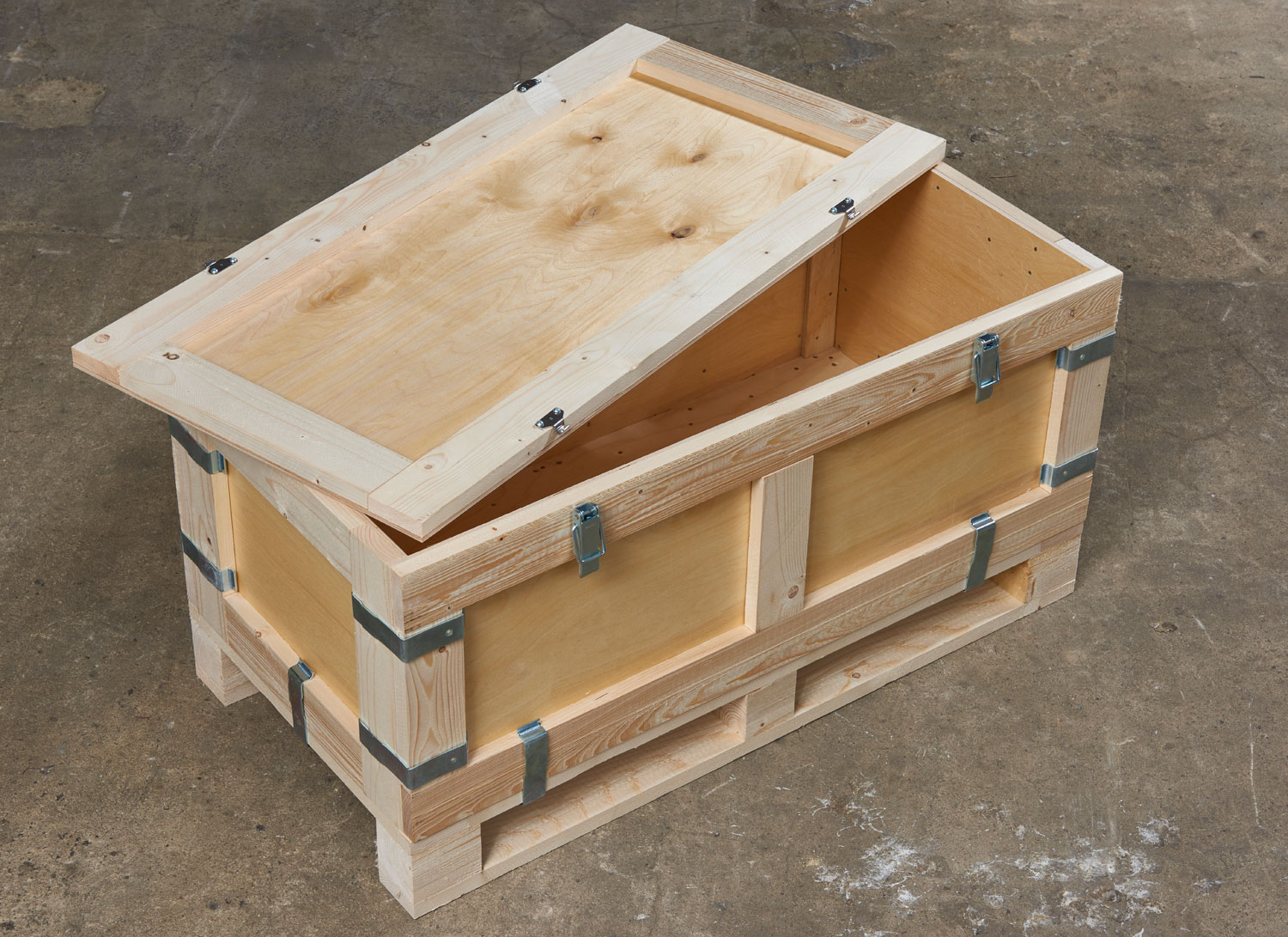 Wooden case with removable reinforced lid