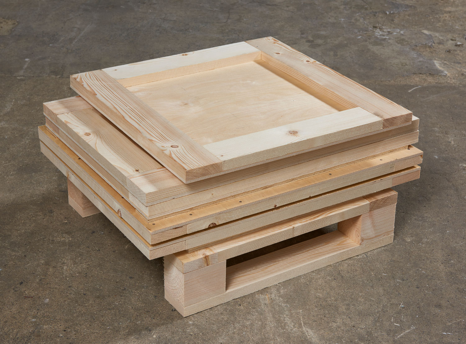 Flat packed wooden crate