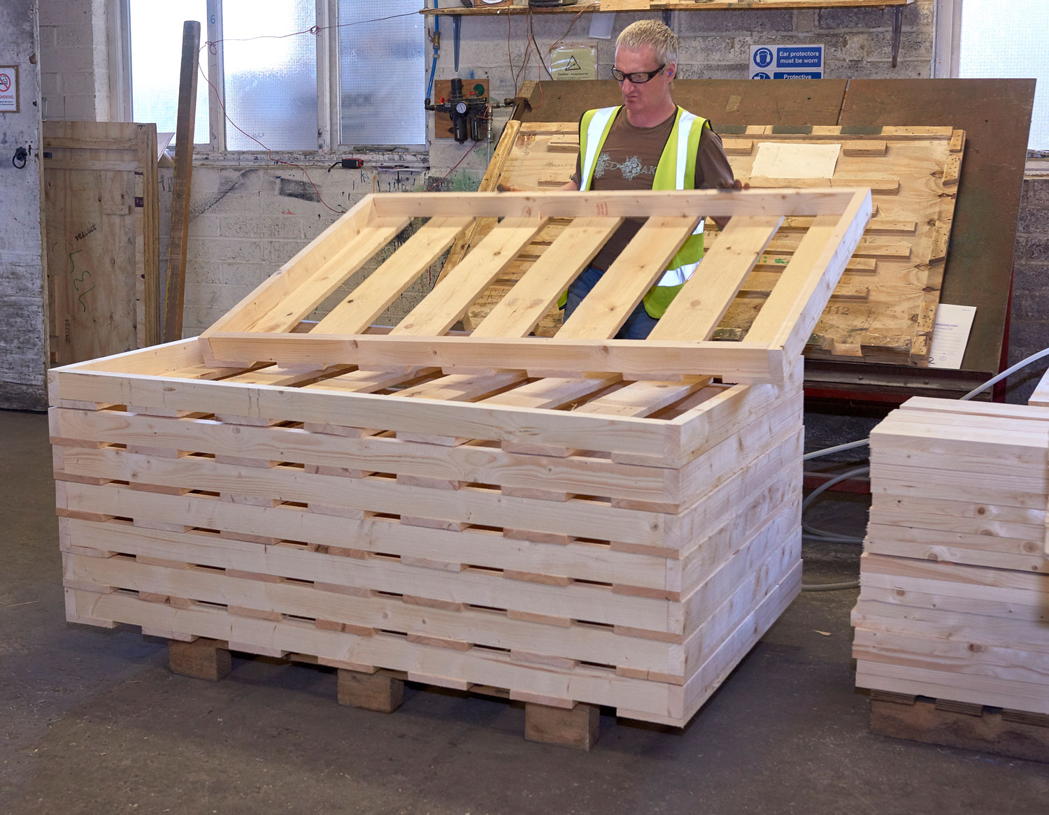 Staff building custom crates
