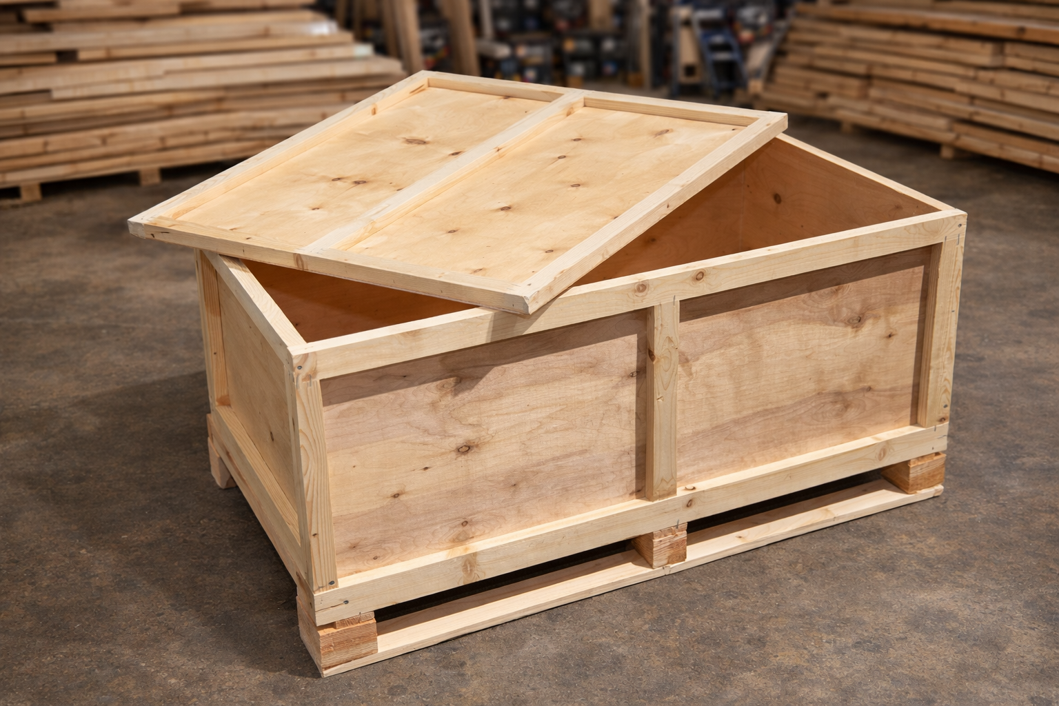Strong wooden case with lid