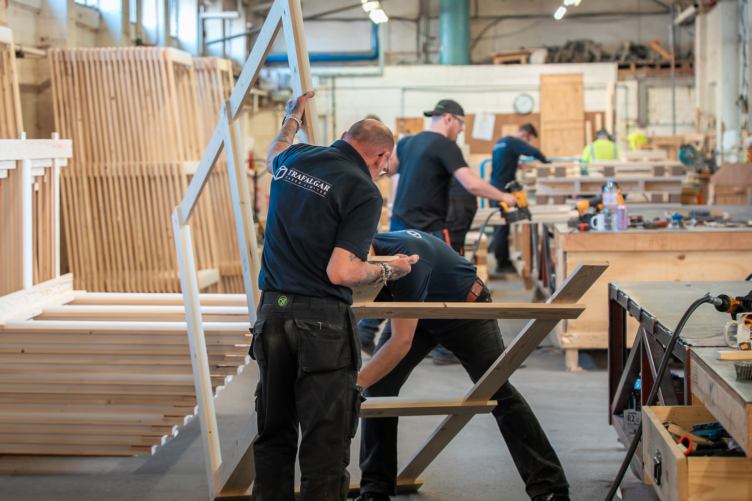 Staff building custom wooden crates