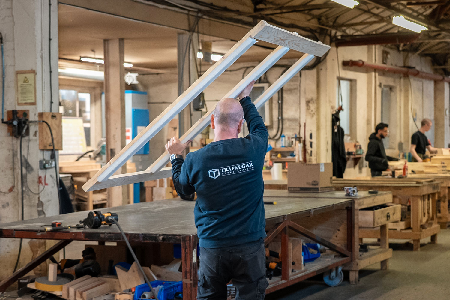 Staff building custom wooden crates