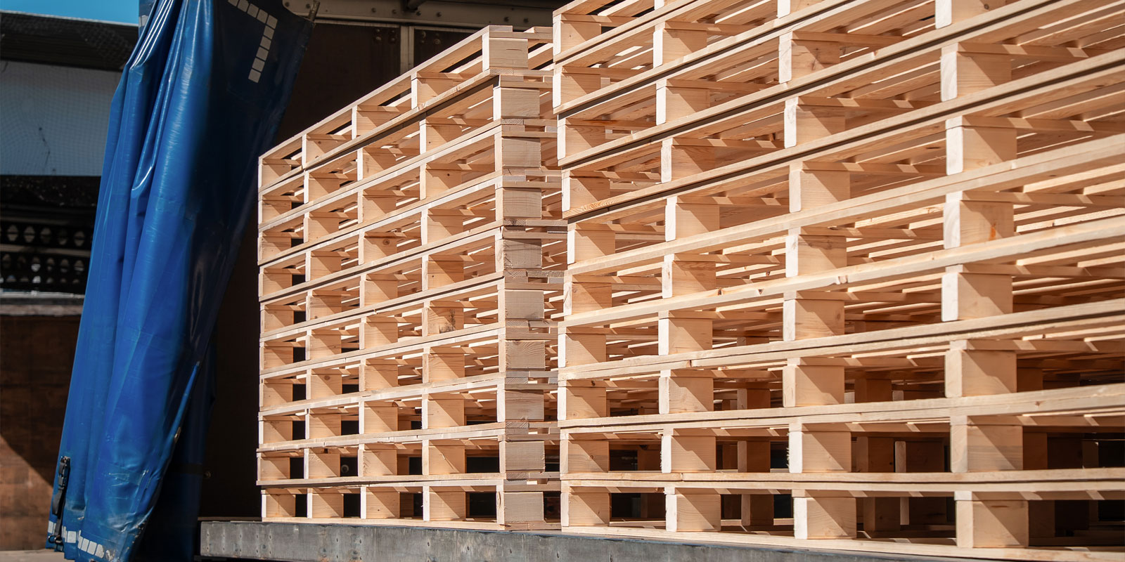 Stack of pallets on a truck